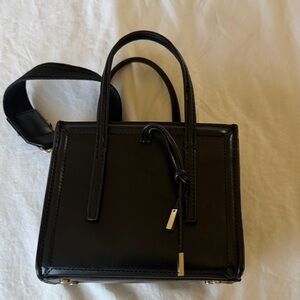 Zara Black Patent Top-Handle Satchel